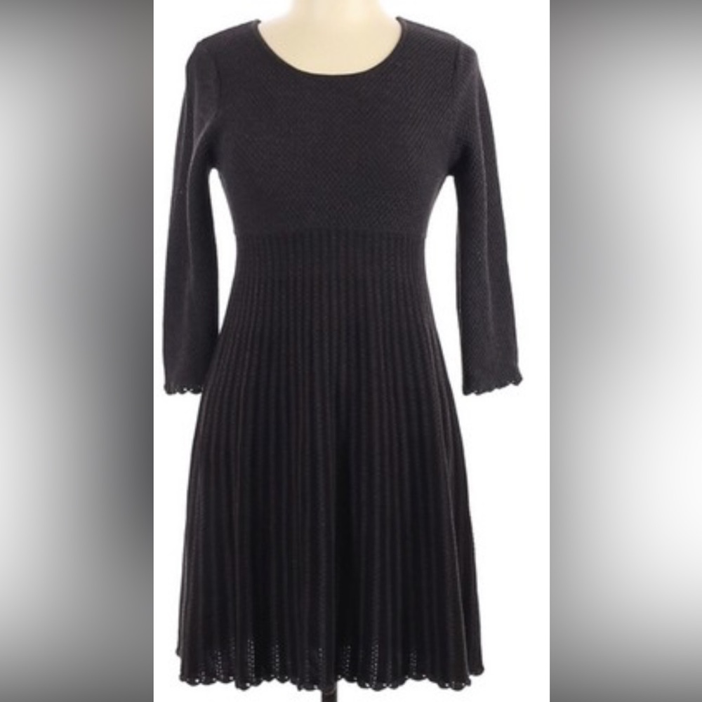 Calvin Klein Black Pleated Sweater Dress Size M